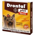 Drontal Plus Sabor Carne- 2 comprimidos Cães até 10Kg Bayer