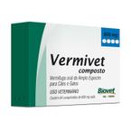 Vermífugo Vermivet Composto Para Cães e Gatos 600 Mg 4 comprimidos Biovet