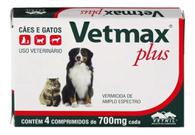 Vermifugo Vetmax Plus Vetnil Para Cães E Gatos 700mg 4 Comprimidos