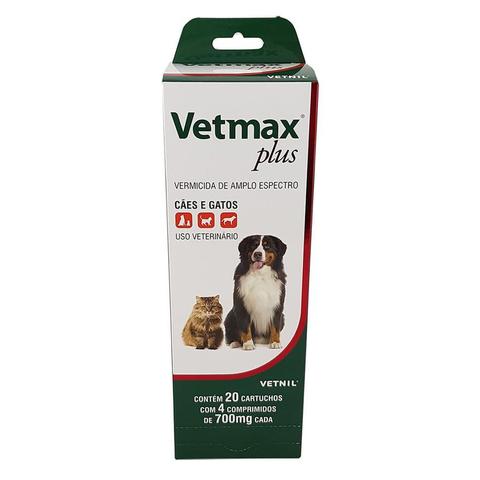 Imagem de Vetmax Plus Vermífugo Vetnil Cães e Gatos Display 20 Cx de 4 comprimidos