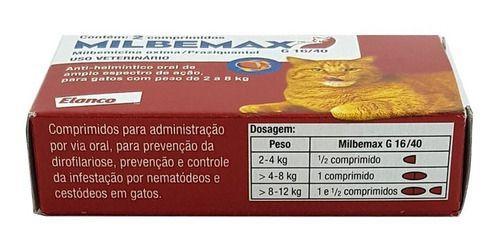 Imagem de Milbemax Vermífugo Gatos 2 a 8kg 2 Comprimidos Elanco