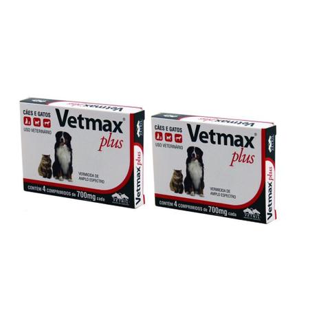 Imagem de Vetmax plus 4 comprimidos vermifugo vetnil combo 2 caixas