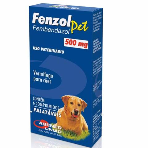 Imagem de Fenzol Pet 500 mg Vermífugo para cães Agener com 6 comprimidos
