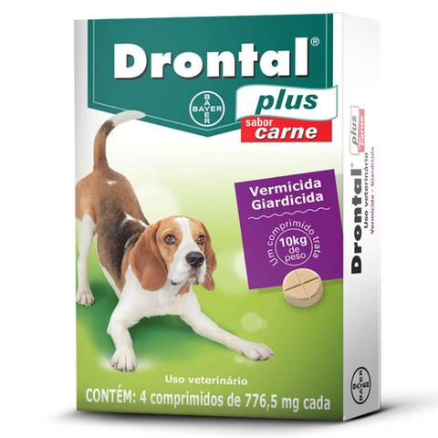 Imagem de Drontal Plus Cães Sabor Carne 10kg - Cx 4 Comprimidos