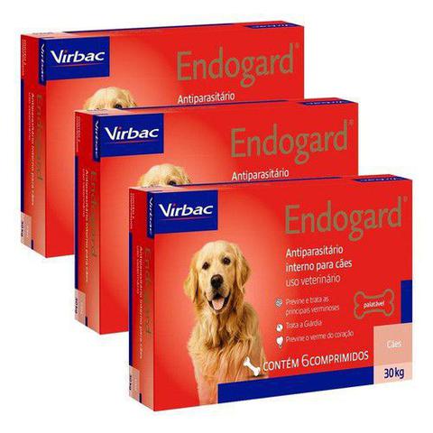 Imagem de Kit 3 Endogard 30kg C/ 6 Comprimidos Para Cães