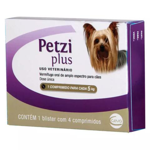 Imagem de Vermífugo Ceva Petzi Plus 350mg para Cães 5kg 4 comprimidos