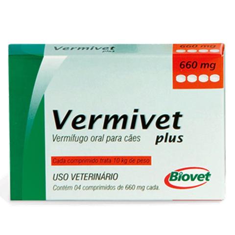 Imagem de Vermivet Plus 660 mg - Vermífugo Para Cães - 4 Comprimidos