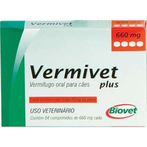 Imagem de Vermífugo Biovet Vermivet Plus 660mg Para Cães - 4 Comprimidos