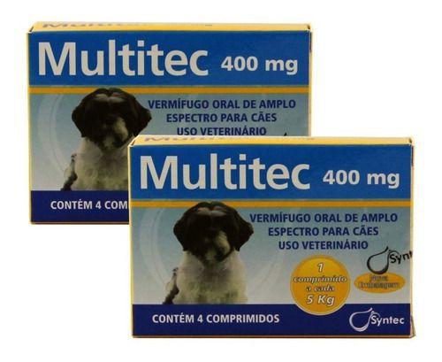 Imagem de Vermífugo Multitec 400mg Cães 5kg 4 Comprimidos Kit 2 Cx Syntec