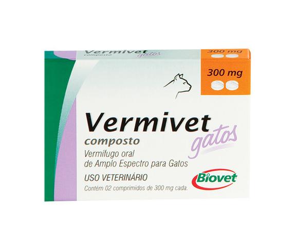 Imagem de Vermivet Vermífugo para Gatos 300mg com 2 Comprimidos