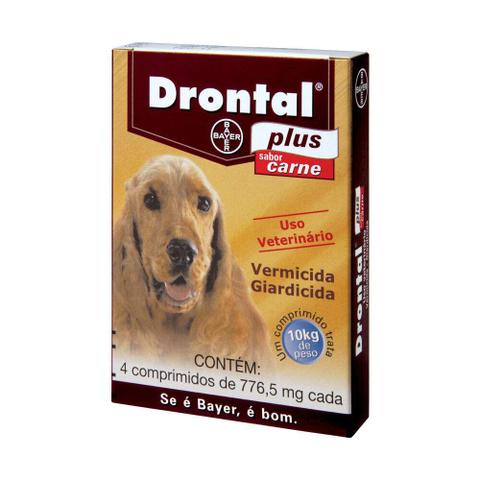 Imagem de Drontal Plus para Cães de 10 kg Sabor Carne - 4 comprimidos,