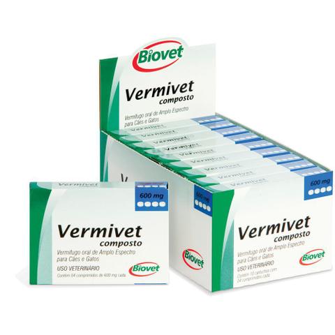 Imagem de Vermífugo Biovet Vermivet Composto 600mg - 4 Comprimidos - caixa com 10 unidades