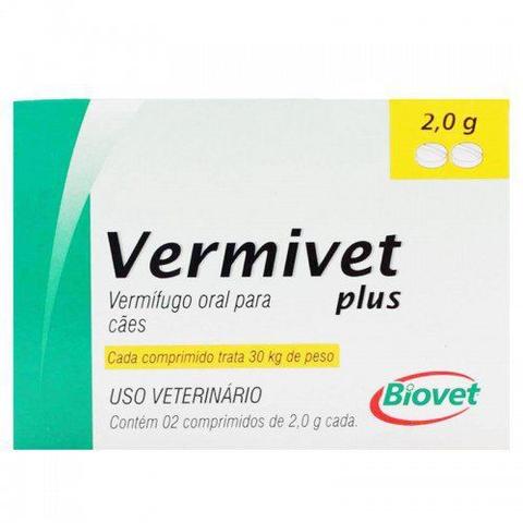Imagem de Vermivet Plus 2,0 g - Vermífugo Para Cães - 2 Comprimidos