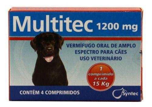 Imagem de Multitec 1200mg 4 Comprimidos Syntec Vermífugo Cães 15kg
