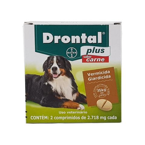 Imagem de Drontal Plus Carne Cães 35kg Vermifugo 2 comprimidos Bayer