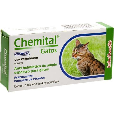 Imagem de Vermífugo Chemital para Gatos - 04 Comprimidos Chemitec