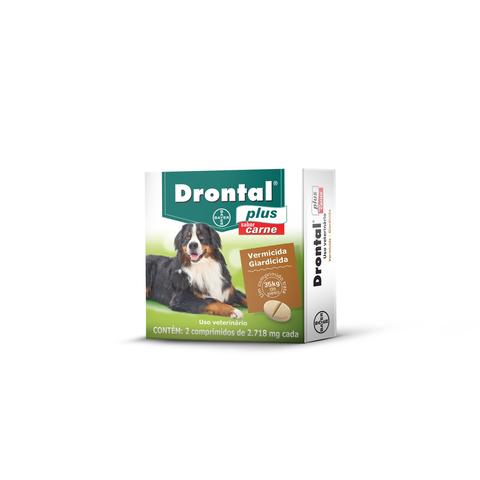 Imagem de Vermífugo Drontal Plus para Cães de 35 kg Sabor Carne 2 Comprimidos