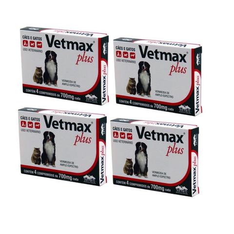 Imagem de Vetmax plus 4 comprimidos vermifugo vetnil combo 4 caixas