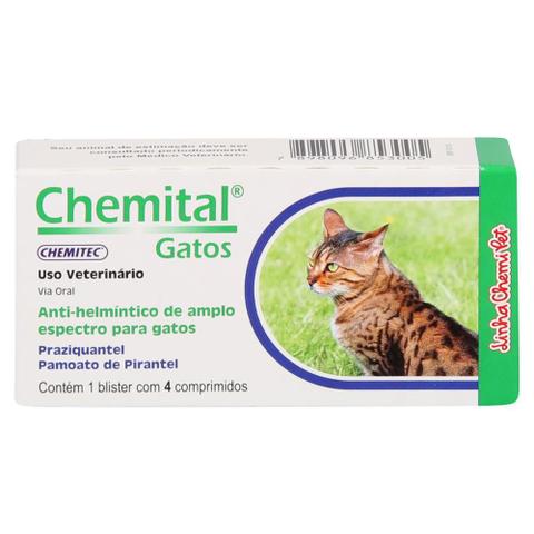Imagem de Vermífugo Chemital Chemitec para Gatos c/ 4 Comprimidos