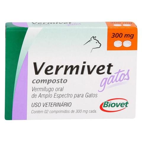 Imagem de Vermífugo Vermivet Gatos Biovet 300mg c/ 2 Comprimidos