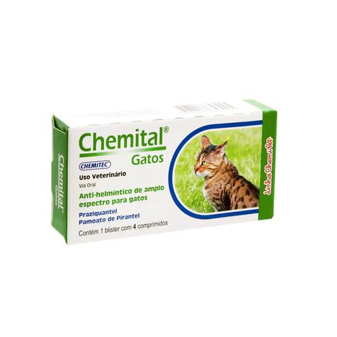 Imagem de Medicamento Vermifugo Chemital para Gatos 4 Comprimidos