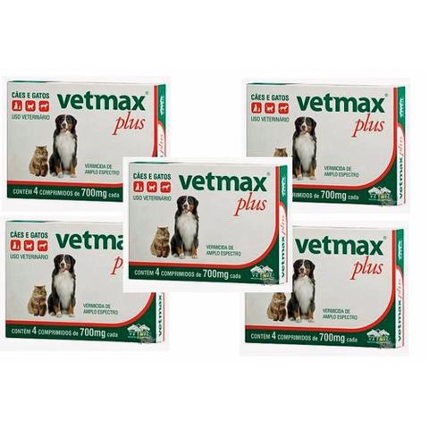Imagem de Vetmax plus 4 comprimidos combo 5 unidades vermifugo vetnil