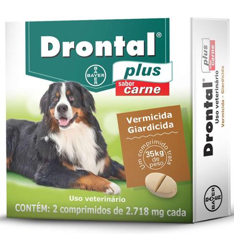 Imagem de DRONTAL PLUS - para Cães com mais de 35kg cx com 2 comprimidos sabor carne 2.718mg - Bayer