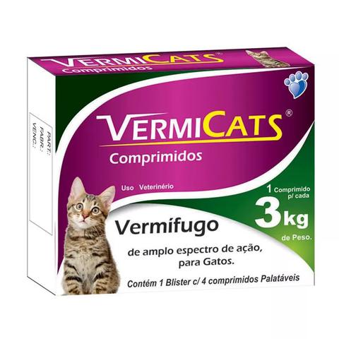Imagem de Vermífugo VermiCats 600mg para Gatos - 4 Comprimidos