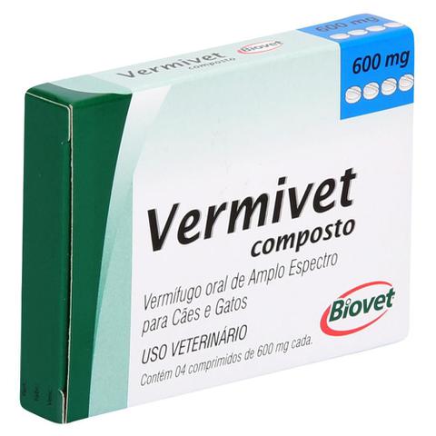 Imagem de Vermivet Vermífugo Composto Biovet 600mg - com 4 Comprimidos