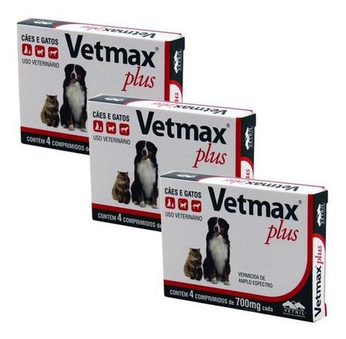 Imagem de Vermífugo Vetmax Cães E Gatos 4 Comprimidos Kit 3cx Vetnil