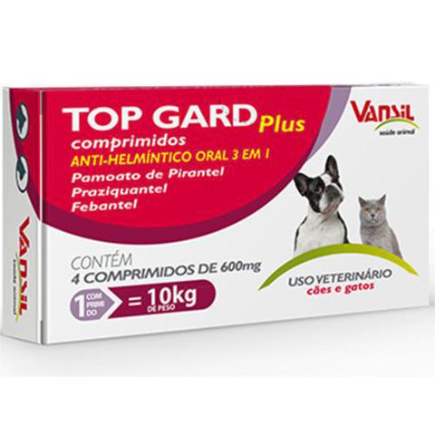 Imagem de Vermífugo Top Gard Plus 600 Mg - 4 Comprimidos